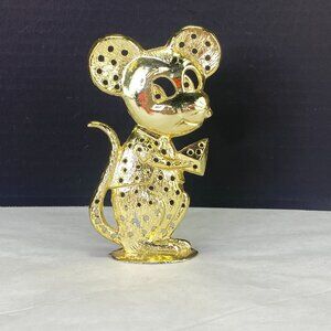 Vintage Torino Earring Holder Tree Mouse Gold Tone